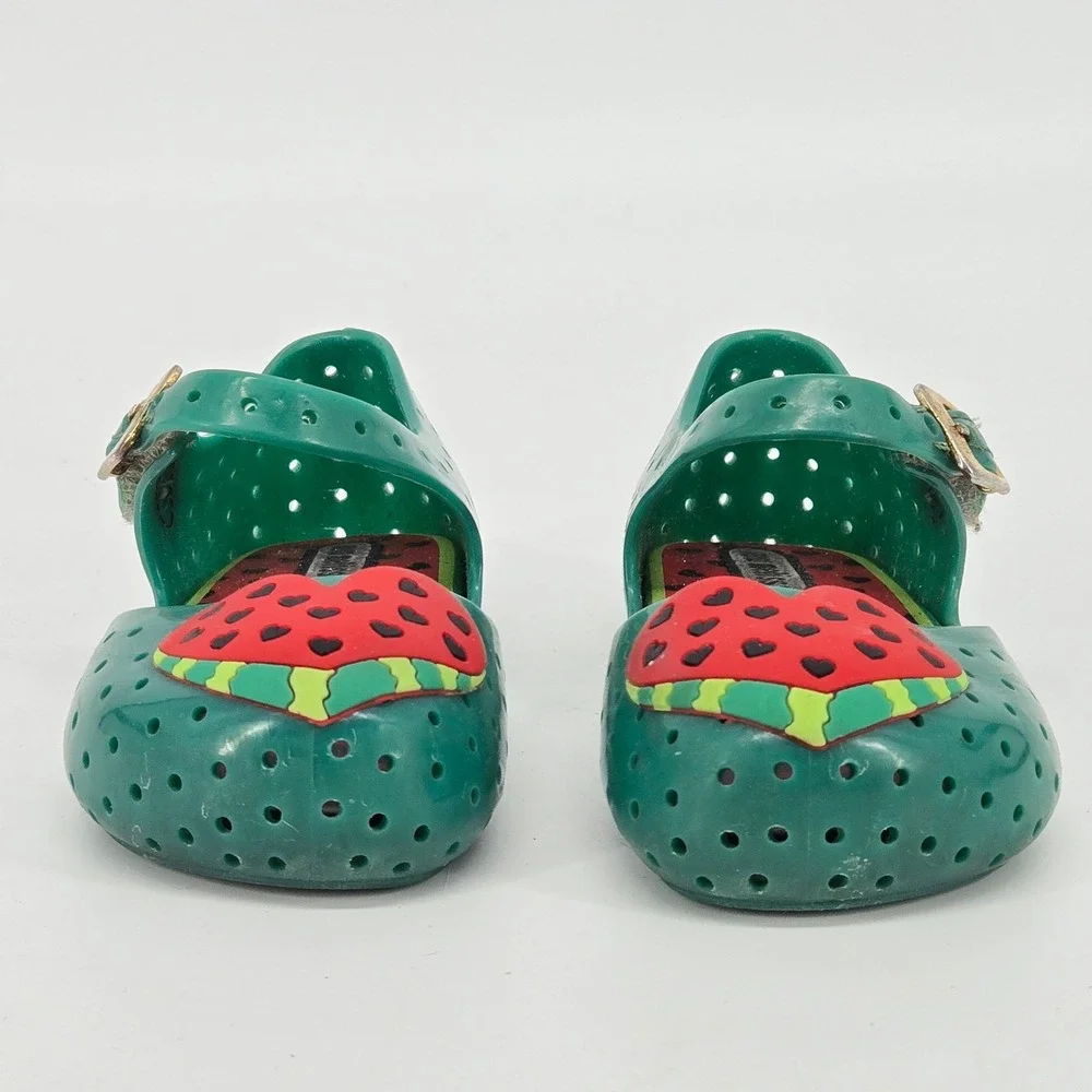 Mini Melissa Watermelon Heart Jelly Mary Jane Toddler Sandals Green Pink Size 6